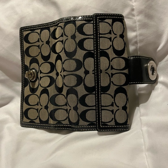 Coach Dark and Light Brown Signature Turnlock Wallet/Organizer - Picture 2 of 5